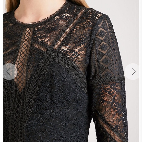 NWT $415 The Kooples Black Lace Long Sleeve Dress SZ Small - Picture 2 of 8